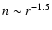 $n\sim r^{-1.5}$