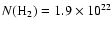 $N({\rm {H}}_2)=1.9\times 10^{22}$