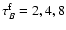 ${\tau}^{\rm f}_{B}=2, 4, 8$