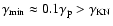 $\gamma_{\rm min}\approx 0.1\gamma_{\rm p}>\gamma_{\rm KN}$