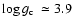 $\mbox{$\log{{g}}_{\rm c}$ }\simeq
3.9$