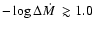 $-\log \Delta \mbox{$\dot{M}$ }\gtrsim 1.0$