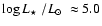 $\log \mbox{$L_{\star}$ }/\mbox{$L_{\odot}$ }\approx 5.0$