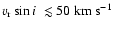 $\mbox{$v_{\rm r}\sin i$ }\lesssim 50~\mbox{km~s$^{-1}$ }$