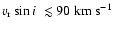 $\mbox{$v_{\rm r}\sin i$ }\lesssim 90~\mbox{km~s$^{-1}$ }$