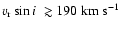 $\mbox{$v_{\rm r}\sin i$ }\gtrsim
190~\mbox{km~s$^{-1}$ }$