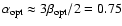 $\alpha_{\rm opt} \approx 3\beta_{\rm opt}/2 = 0.75$