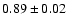 $0.89\pm0.02$