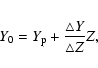 \begin{eqnarray*}Y_0 = Y_{\rm p} + \frac{\triangle Y}{\triangle Z} Z,
\end{eqnarray*}