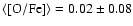 $\langle[{\rm O/Fe }]\rangle= 0.02\pm0.08$