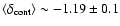 $\langle\delta_{\rm cont}\rangle \sim -1.19\pm0.1$
