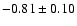 $-0.81\pm 0.10$