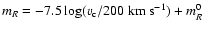 $m_R=-7.5\log (v_{\rm c}/200\ {\rm km\ s}^{-1})+m_R^0$