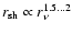 $r_{\rm sh} \propto
r_\nu^{1.5\dots2}$