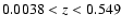 $0.0038 < {\it z} < 0.549$
