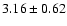 $ 3.16\pm0.62$
