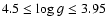$4.5 \leq {\rm log}~g \leq 3.95$