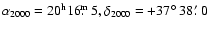 $\alpha_{2000} = 20^{\rm h} 16\hbox{$.\!\!^{\rm m}$ }5, \delta_{2000} = +37\hbox{$^\circ$ }38\hbox{$.\mkern-4mu^\prime$ }0$