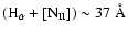 $\rm {(H_{\alpha} + [N_{II}])} \sim 37~\hbox{\rm\AA}$