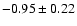 $-0.95\pm 0.22$