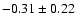 $-0.31\pm 0.22$