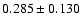 $ 0.285\pm 0.130$