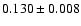 $ 0.130\pm0.008$