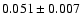 $ 0.051\pm0.007$