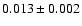 $ 0.013\pm0.002$