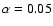 $\alpha=0.05$