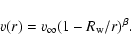 \begin{displaymath}v(r) = v_{\infty}(1 - R_{\rm w}/r)^{\beta}.
\end{displaymath}