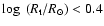 $\log~ (R_{\rm
t}/R_\odot) < 0.4$