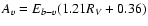 $A_\varv
= E_{b-\varv} ( 1.21 R_V + 0.36)$