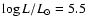 $\log L/L_\odot = 5.5$