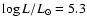 $\log L/L_\odot = 5.3$