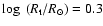 $\log~ (R_{\rm t}/R_\odot) = 0.3$