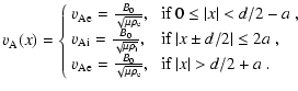 $\displaystyle %
v_{\rm A} (x)=\left\{
\begin{array}{lll}
v_{\rm A e} = \frac{B_...
...\mu \rho_{\rm e}}}, & \;{\textrm{if $\vert x\vert>d/2+a$ }.}
\end{array}\right.$