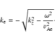 \begin{displaymath}%
k_{\rm e}= -\sqrt{k_z^2 -\frac{\omega^2}{v_{\rm Ae}^2}}\cdot
\end{displaymath}
