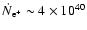 $\dot{N}_{\rm e^+} \sim 4 \times 10^{40}$