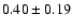 $ 0.40\pm0.19 $