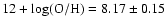 $12+\log({\rm {\rm O/H}})=8.17\pm0.15$