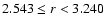 $2.543\le r<3.240$