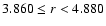 $3.860\le r<4.880$