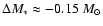 $\Delta M_* \approx -0.15~M_{\odot}$