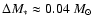 $\Delta M_* \approx 0.04~M_{\odot}$