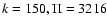 $k= 150, \Pi= 3216$