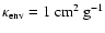 $\kappa_{\rm env}=1~{\rm cm}^2~{\rm g}^{-1}$