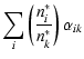$\displaystyle \sum_i \left(\frac{n_i^*}{n_k^*}\right) \alpha_{ik}$