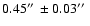 $0.45\hbox{$^{\prime\prime}$ }\pm 0.03\hbox{$^{\prime\prime}$ }$