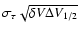 $\sigma _\tau \sqrt{\delta V
\Delta V_{1/2}}$